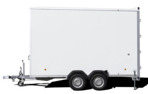 a picture of a plain white small trailer